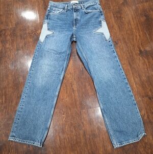 Mng Y2k Men's Blue Jeans with Star Patch